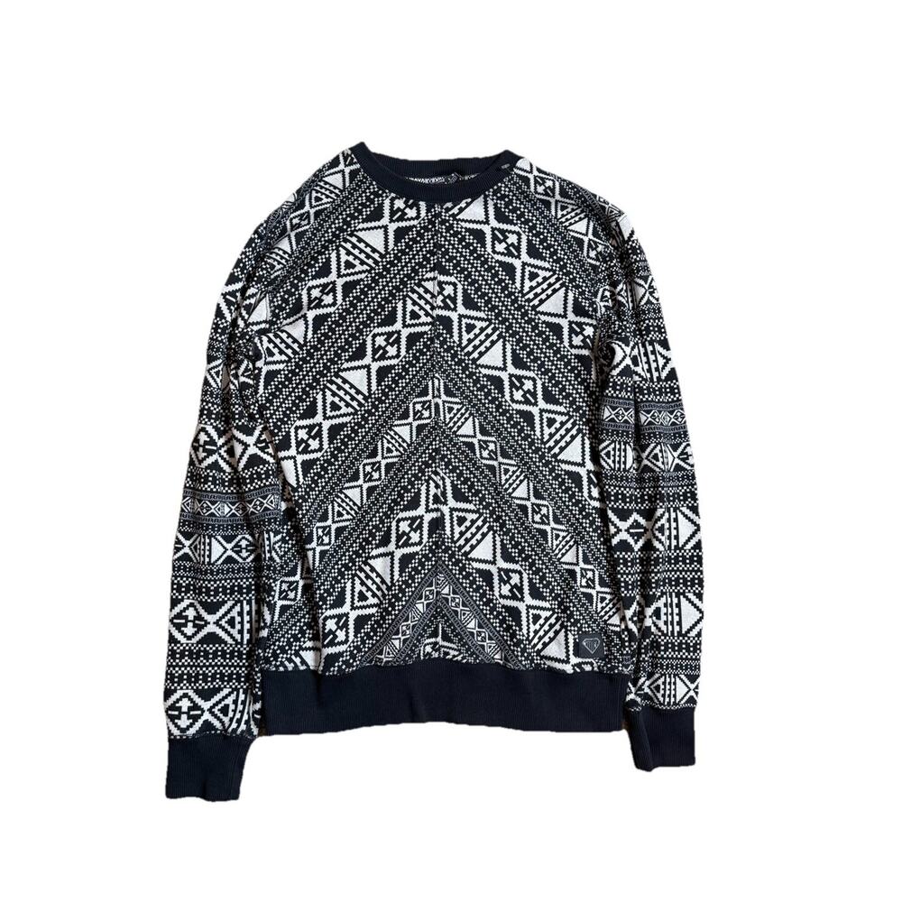 iUTER Italy Mens Knit Top Sz Small Black White Print Lightweight Sweater Cotton